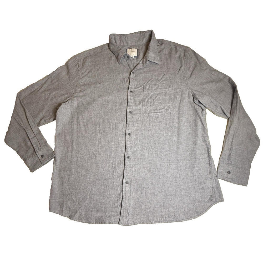 American Eagle Shirt Men's 2XL Gray Long Sleeve Super Soft Button Up-536